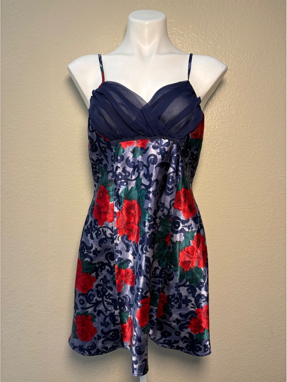 Y2K Honors Intimates Sexy Scene Grunge Floral Satin Lace Nightgown Dress #13